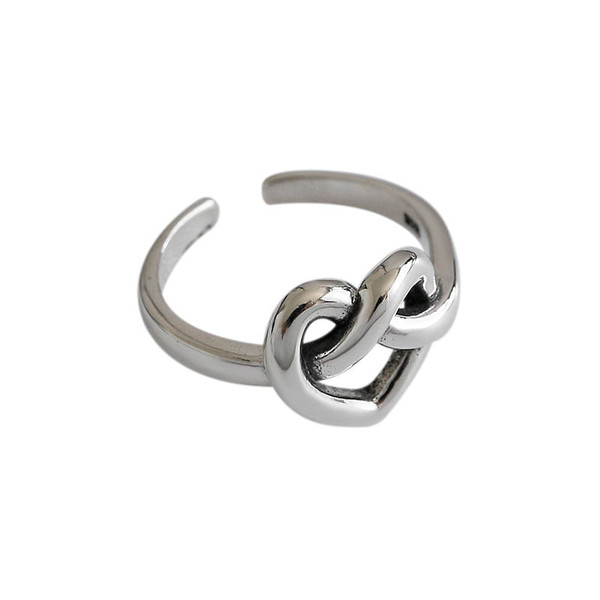 Retro Hollow Heart Knot 925 Sterling Silver Adjustable Ring R866-HFH_599612536467