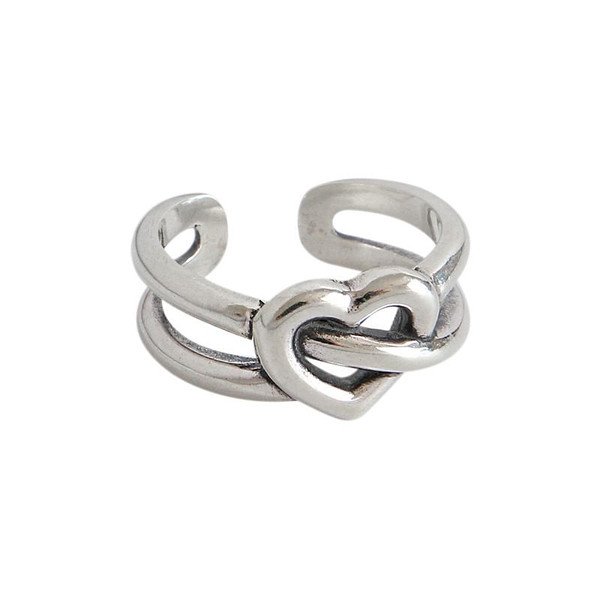 Retro Hollow Heart 925 Sterling Silver Adjustable Ring R866-HFH_585175950196