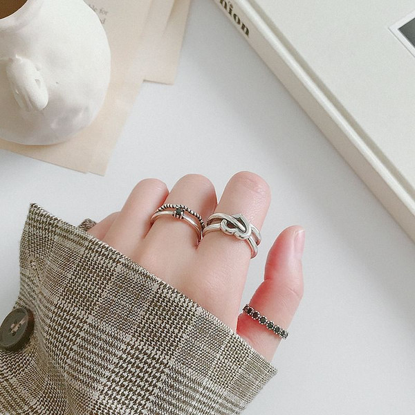 Retro Hollow Heart 925 Sterling Silver Adjustable Ring R866-HFH_585175950196
