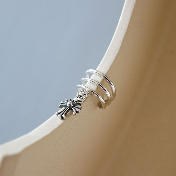 Elegant Triple Layers Cross Flower 925 Sterling Silver Non-Pierced Earring(Single) R866-HFH_536547771199