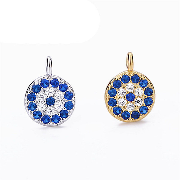 Fashion CZ Round Devil's Eye 925 Sterling Silver DIY Charm R866-MLYF_585674116624
