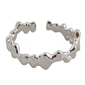 Classic Irregular Wave 925 Sterling Silver Adjustable Ring R866-HFH_623688167916