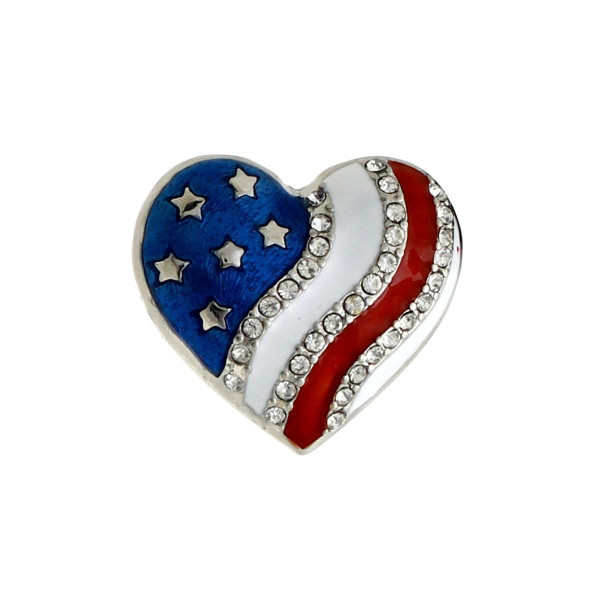 American Flag Heart Brooch T226-9485663437119