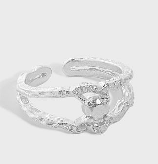 Friend's Irregular Hollow Beads 925 Sterling Silver Adjustable Ring R866-HFH_643745556880