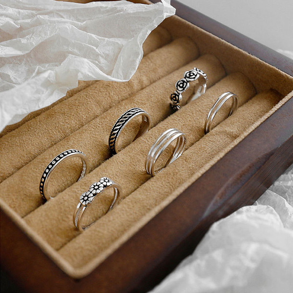 Vintage Rose Flower Twisted 925 Sterling Silver Adjustable Tail Ring R866-HFH_43868147312