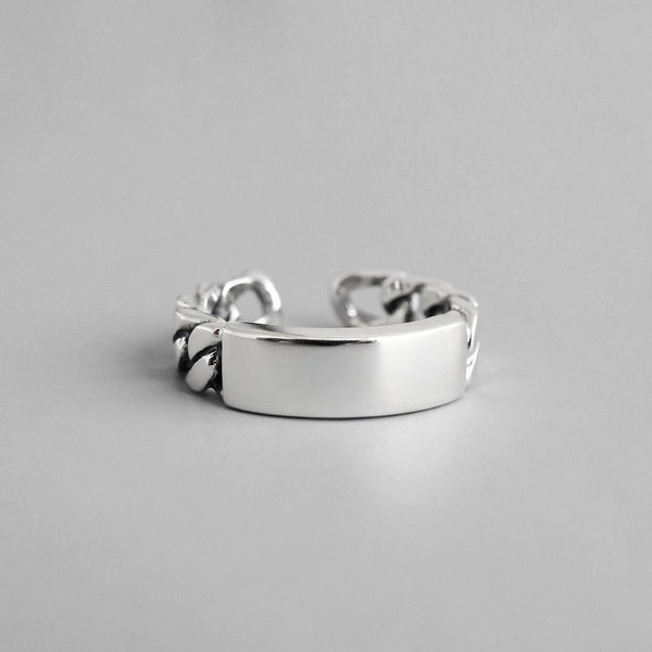 Geometry Rectanglle Curb Chain 925 Sterling Silver Adjustable Ring R866-HFH_531707895144