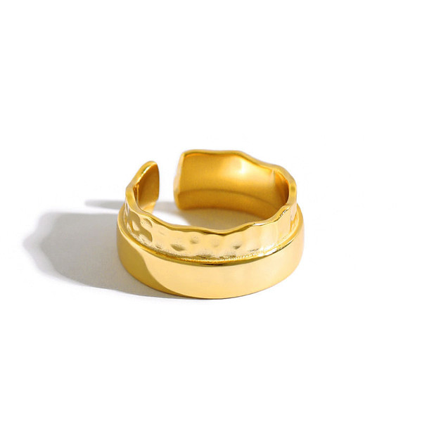 New Irregular Wave Wide 925 Sterling Silver Adjustable Ring R866-HFH_623793280444