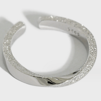 Simple Mobius Circle Office 925 Sterling Silver Adjustable Ring R866-HFH_631247490575