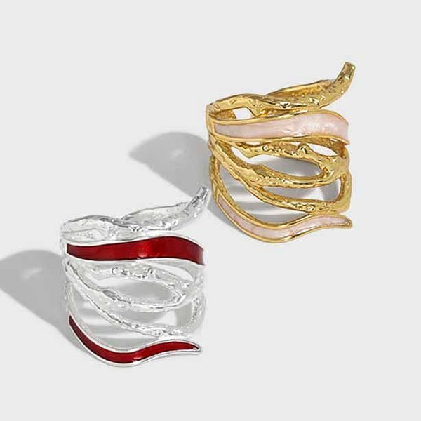 New Multi Layer Epoxy 925 Sterling Silver Adjustable Ring R866-HFH_641711952791