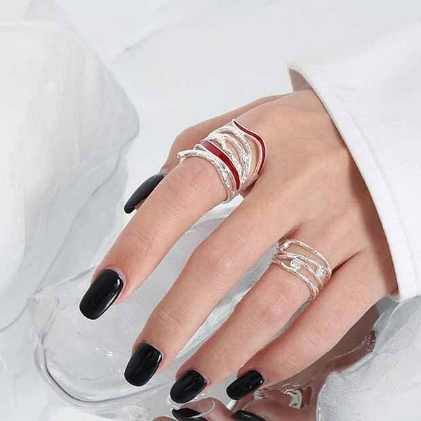 New Multi Layer Epoxy 925 Sterling Silver Adjustable Ring R866-HFH_641711952791