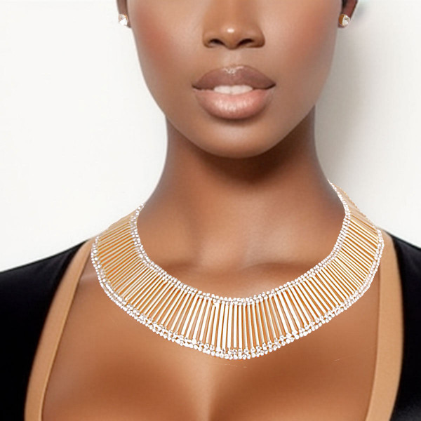 Gold Bar Rhinestone Collar T226-9485825605951
