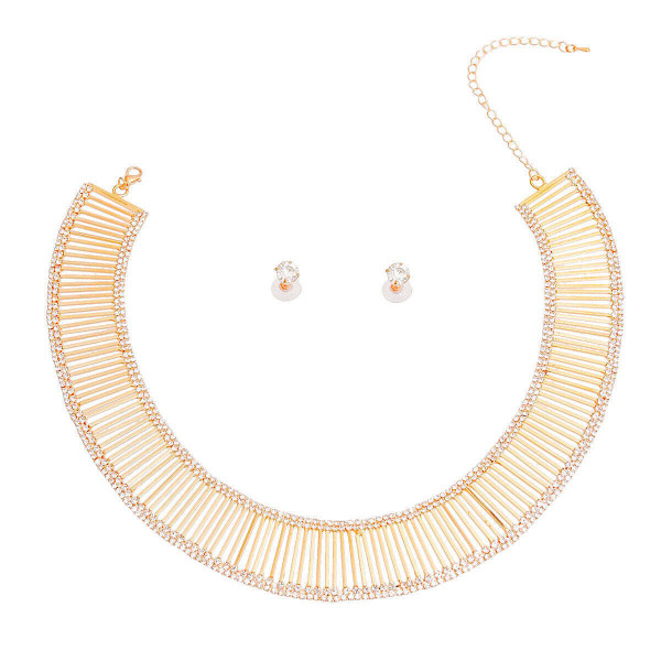 Gold Bar Rhinestone Collar T226-9485825605951