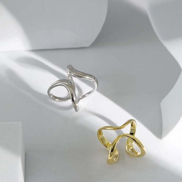 Fashion Hollow Irregular 925 Sterling Silver Adjustable Ring R866-HFH_632394574417