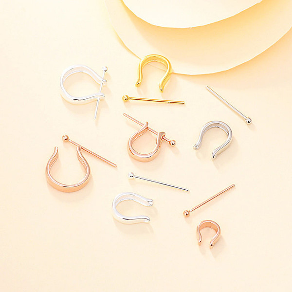 Simple Letter U Shape 925 Sterling Silver DIY Bail R866-MLYF_643286054553