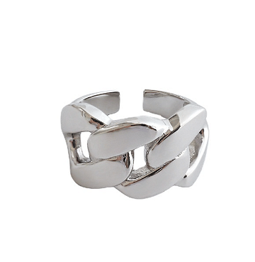 Modern Thick Hollow Chain 925 Sterling Silver Adjustable Ring R866-HFH_621451760202