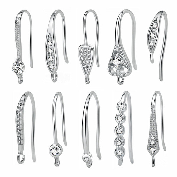 Casual CZ Waterdrop Leaf 925 Sterling Silver DIY Earrings Hooks R866-MLYF_586900392530