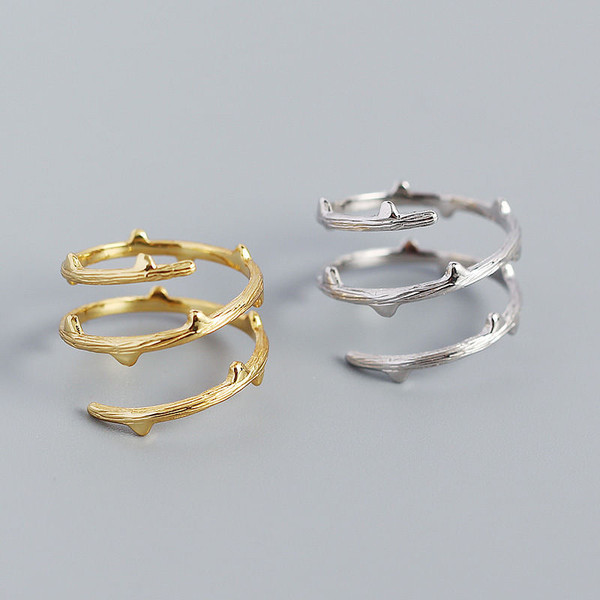 Fashion Triple Layers Branch 925 Sterling Silver Adjustable Ring R866-MLYH_670581878774