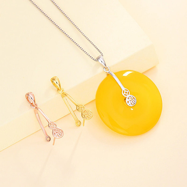 Fashion Chinese Fu Hollow 925 Sterling Silver DIY Bail R866-MLYF_642826609996