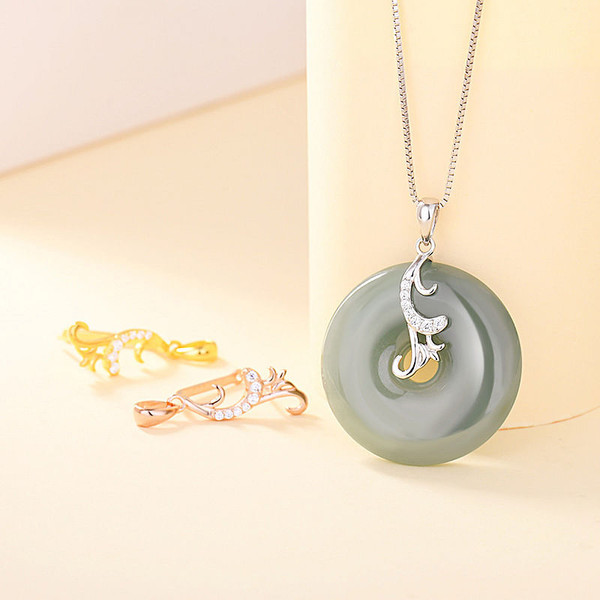 Fashion Chinese Fu Hollow 925 Sterling Silver DIY Bail R866-MLYF_642826609996