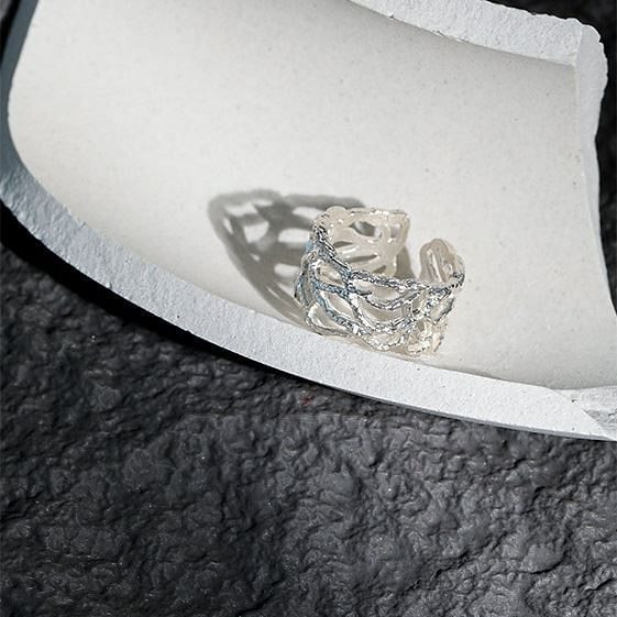 Vintage Irregular Wide Branch Texture 925 Sterling Silver Adjustable Ring R866-HFH_633664279562