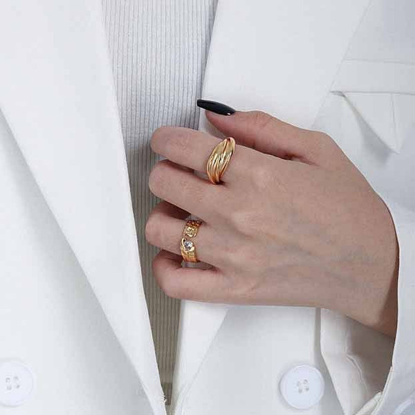 Simple Double Layer River 925 Sterling Silver Adjustable Ring R866-HFH_649536494444