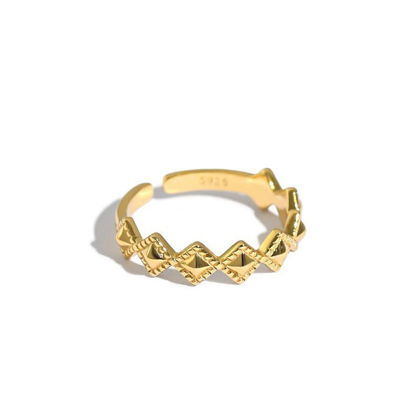 Geometry Rhombus Wave 925 Sterling Silver Adjustable Ring R866-HFH_625178543128