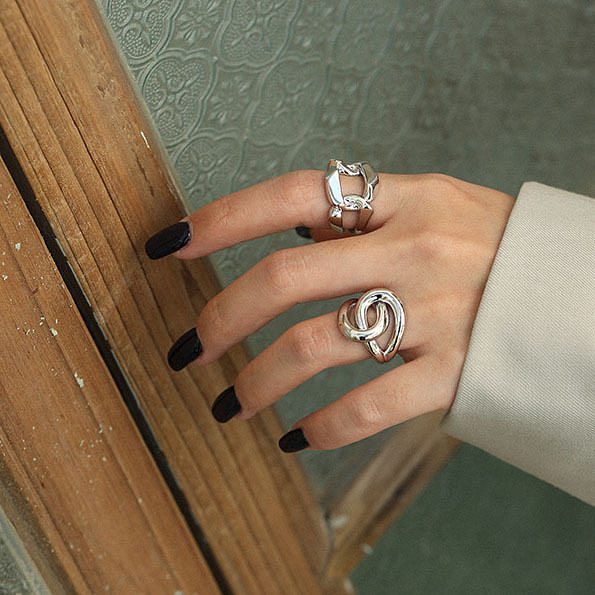 Hot Hollow Wide Chain 925 Sterling Silver Adjustable Ring R866-HFH_632487259961