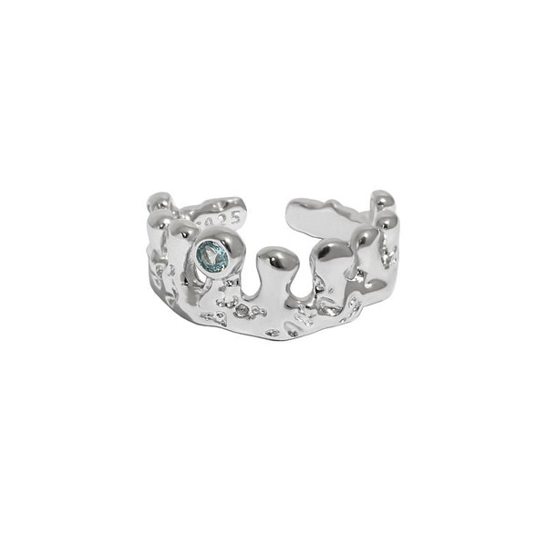 Elegant Round CZ Irregular Crown 925 Sterling Silver Adjustable Ring R866-HFH_672315653687