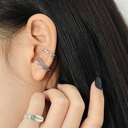 Vintage Twisted 925 Sterling Silver Non-Pierced Earring(Single) R866-HFH_614672234271
