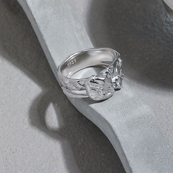Simple Geometry Irregular 925 Sterling Silver Adjustable Ring R866-HFH_656911293279