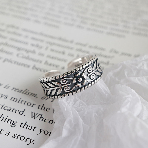 Vintage Olive Leaves New 925 Sterling Silver Adjustable Ring R866-HFH_610330377398