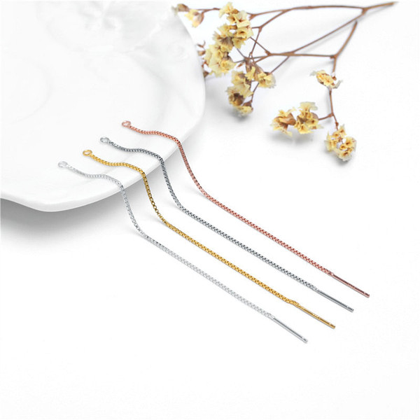 Simple Box Chain 925 Sterling Silver DIY Earring Settings R866-MLYF_568342863352