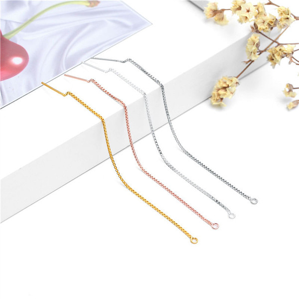 Simple Box Chain 925 Sterling Silver DIY Earring Settings R866-MLYF_568342863352