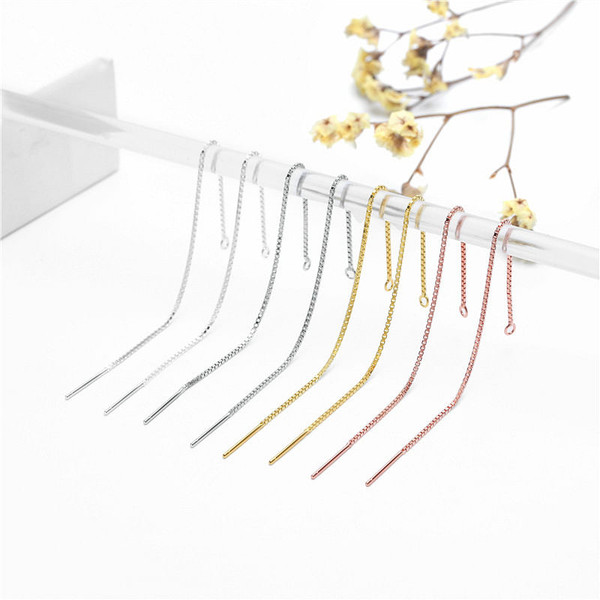 Simple Box Chain 925 Sterling Silver DIY Earring Settings R866-MLYF_568342863352