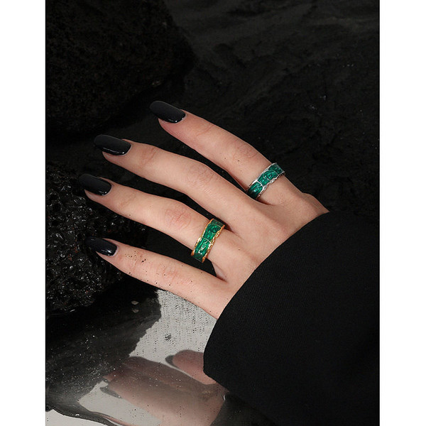 Geometry Epoxy Glittering River 925 Sterling Silver Adjustable Ring R866-HFH_639123384023