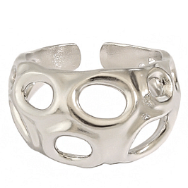 Minimalism Irregular Hollow Ghost 925 Sterling Silver Adjustable Ring R866-HFH_629335558009