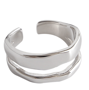 Hot Double Layer Irregular 925 Sterling Silver Adjustable Ring R866-HFH_590840955702