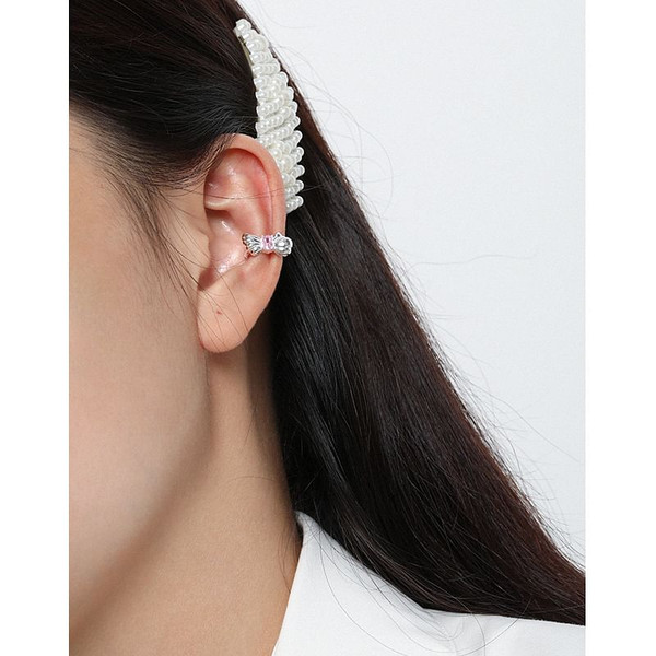 Oval Pink CZ Butterfly Flying New 925 Sterling Silver Non-Pierced Earring(Single) R866-HFH_652824947774