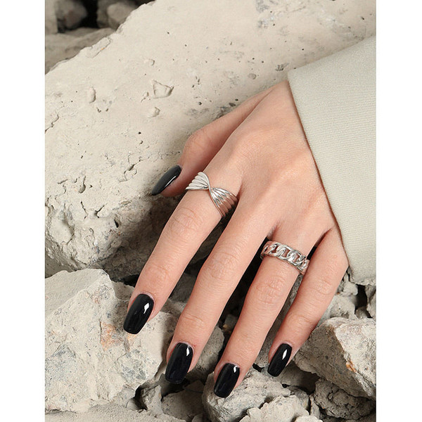 Office Hollow Twisted Chain 925 Sterling Silver Adjustable Ring R866-HFH_641229717149