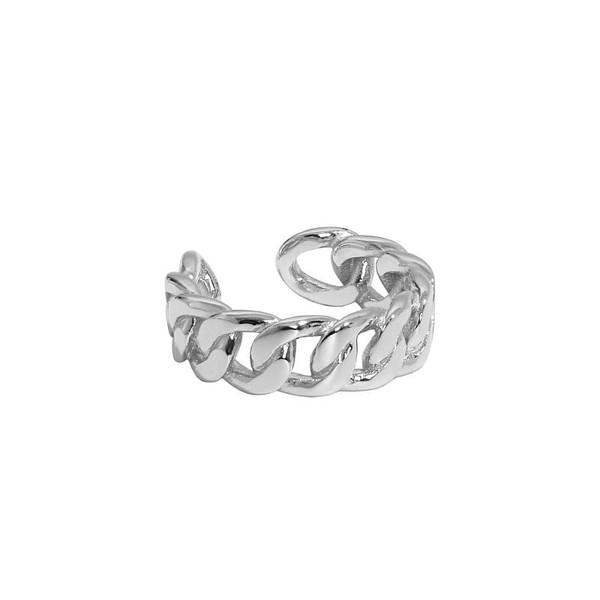 Office Hollow Twisted Chain 925 Sterling Silver Adjustable Ring R866-HFH_641229717149