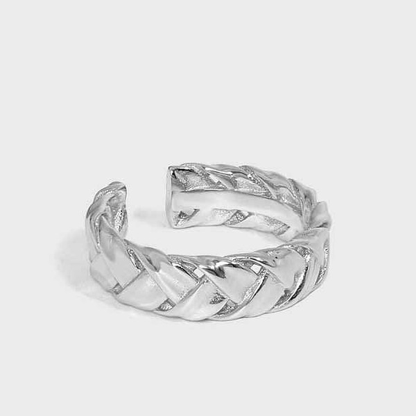 Fashion Twist Knitting 925 Sterling Silver Adjustable Ring R866-HFH_640464182885