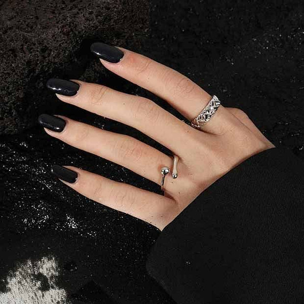 Fashion Twist Knitting 925 Sterling Silver Adjustable Ring R866-HFH_640464182885