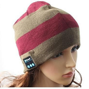 Color: LIGHT PINK AND BLUE - STYLE D - Beanie Bebe Bluetooth Hat With Vintage Color Stripes K290-50130704924945