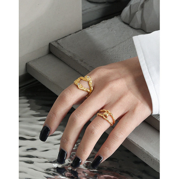 Fashion Irregular Circle 925 Sterling Silver Adjustable Ring R866-HFH_644412974813