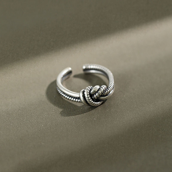Vintage Twisted Knot Simple 925 Sterling Silver Adjustable Ring R866-HFH_615755211180
