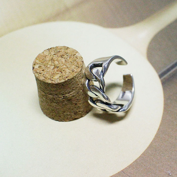 Vintage Chain Link 925 Sterling Silver Adjustable Ring R866-HFH_527112148700