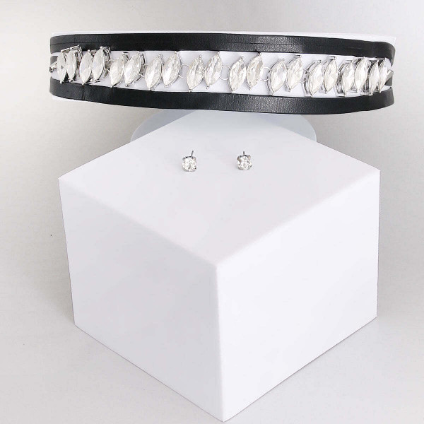 Leather Ribbon Silver Choker T226-9485944586559