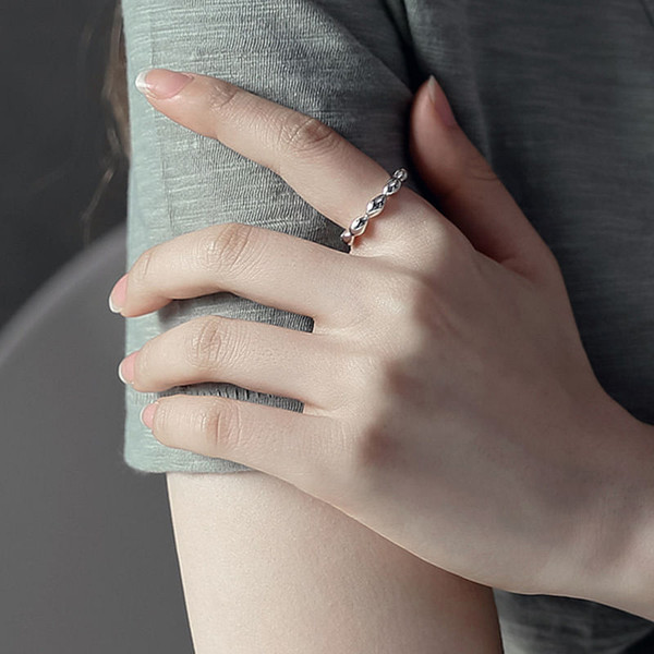Modern Oval Beads 925 Sterling Silver Adjustable Ring R866-HFH_574358490938