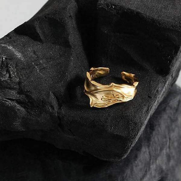 Classic Irregular Face 925 Sterling Silver Adjustable Ring R866-HFH_637364578004
