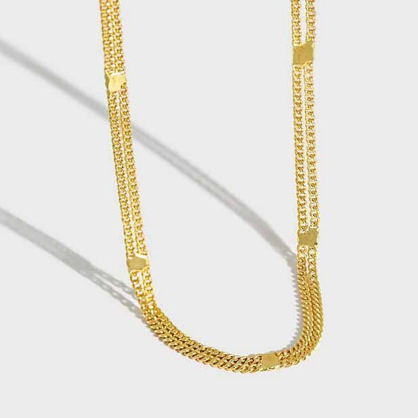Double Layer Chain 925 Sterling Silver Choker Necklace R866-HFH_626129120714
